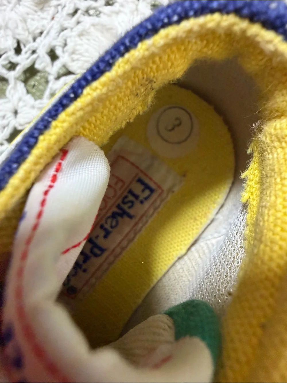Vtg Fisher-Price Navy, Teal & Yellow Baby High-Top Sneakers 3